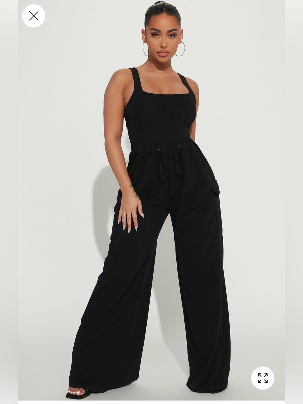Fashion Nova Willow Cargo Jumpsuit Black NWOT Size M